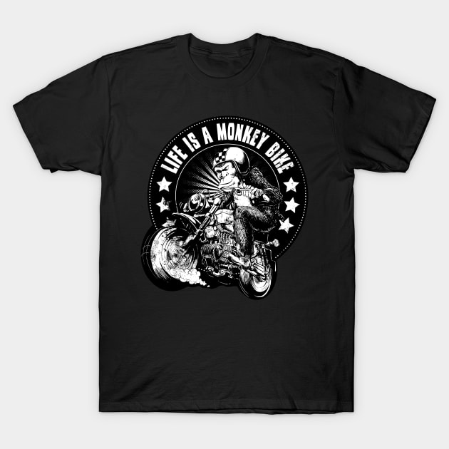 Monkey Bike Ape T-Shirt by Black Tee Inc